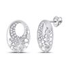 Image 1 : Diamond Pitted Oval Earrings 1/5 Cttw 14kt White Gold