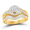 Image 1 : Diamond Cluster Bridal Wedding Ring Band Set 1/3 Cttw 10kt Yellow Gold