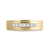 Image 2 : Mens Diamond Wedding Single Row Band Ring 1/4 Cttw 10kt Yellow Gold