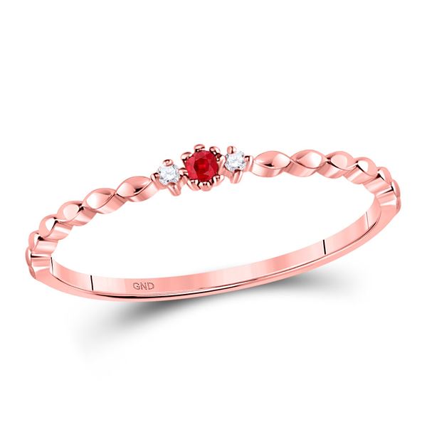 Ruby Diamond Stackable Band Ring .03 Cttw 10kt Rose Gold