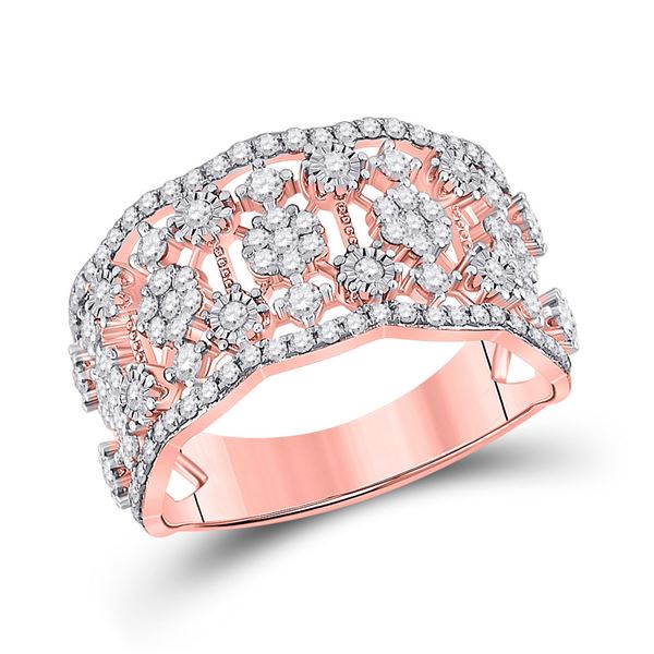 Diamond Right Hand Cocktail Ring 7/8 Cttw 14kt Rose Gold