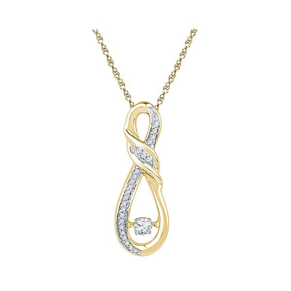 Diamond Moving Twinkle Solitaire Infinity Pendant 1/6 Cttw 10kt Yellow Gold
