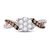 Image 2 : Brown Diamond Cluster Ring 1/2 Cttw 10kt Rose Gold