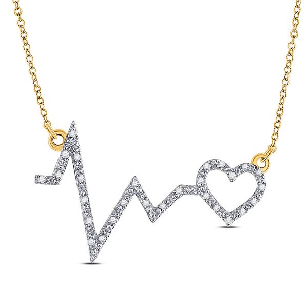 Diamond Heartbeat Necklace 1/10 Cttw 10kt Yellow Gold