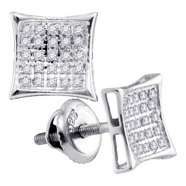Diamond Kite Square Earrings 1/6 Cttw Sterling Silver