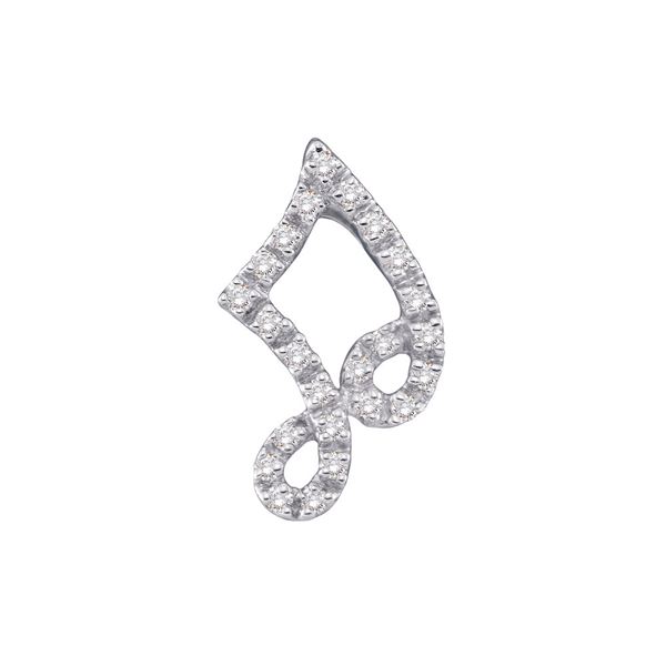 Diamond Half Note Music Fashion Pendant 1/10 Cttw 14kt White Gold