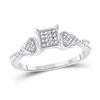 Image 1 : Diamond Heart Square Ring 1/10 Cttw Sterling Silver