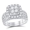 Image 1 : Princess Diamond Bridal Wedding Ring Band Set 2 Cttw 14kt White Gold