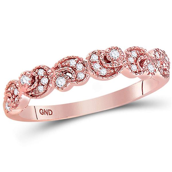 Diamond Crescent Stackable Band Ring 1/10 Cttw 14kt Rose Gold