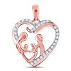 Image 1 : Diamond Mother Children Family Heart Pendant 1/4 Cttw 10kt Rose Gold