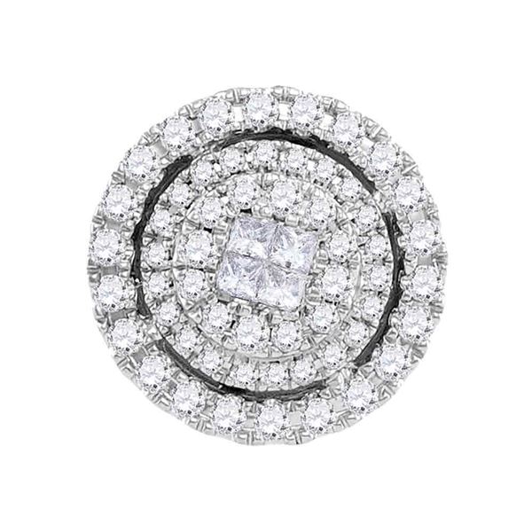 Princess Diamond Cluster Pendant 1/2 Cttw 14kt White Gold