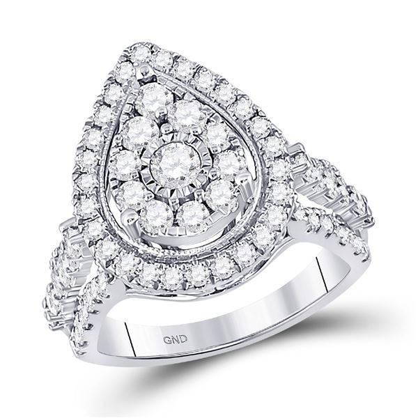 Diamond Pear Teardrop Ring 1-3/4 Cttw 14kt White Gold