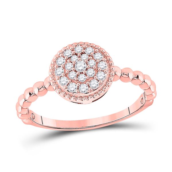 Diamond Beaded Circle Cluster Ring 3/8 Cttw 10kt Rose Gold