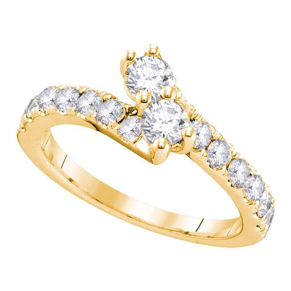 Diamond 2-stone Bridal Wedding Engagement Ring 3/4 Cttw 14kt Yellow Gold