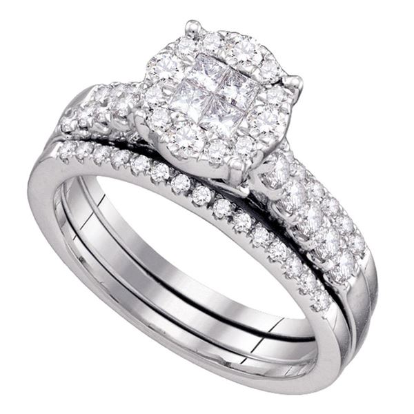 Princess Diamond Bridal Wedding Ring Band Set 1 Cttw 14kt White Gold