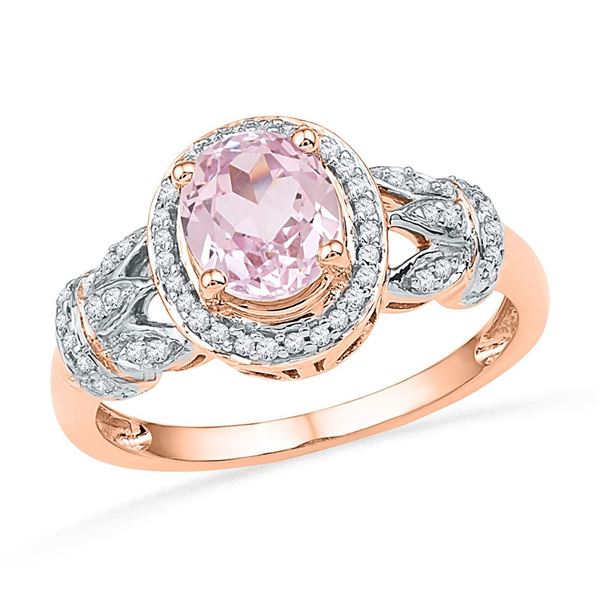 Oval Morganite Diamond Solitaire Ring 1 Cttw 10kt Rose Gold