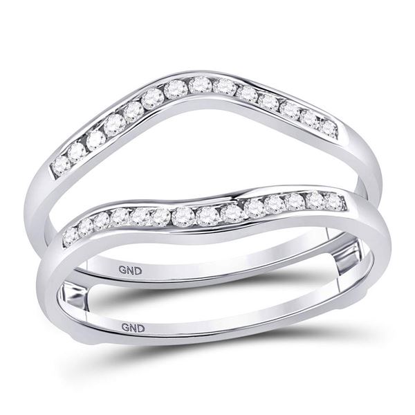 Diamond Ring Guard Wrap Solitaire Enhancer 1/4 Cttw 14kt White Gold