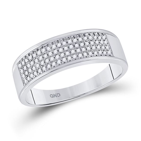 Mens Diamond Wedding Pave Band Ring 1/4 Cttw 10kt White Gold