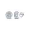 Image 1 : Mens Diamond Circle Cluster Stud Earrings 1/12 Cttw 10kt White Gold