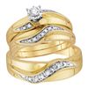 Image 1 : His Hers Diamond Solitaire Matching Wedding Set 1/6 Cttw 10kt Yellow Gold