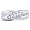 Image 2 : Mens Diamond Diagonal Row Matte Band Ring 1/4 Cttw 10kt White Gold