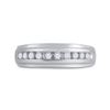 Image 2 : Mens Diamond Wedding Band Ring 1/4 Cttw 10kt White Gold