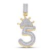 Image 1 : Mens Baguette Diamond Number 5 Crown Charm Pendant 3/4 Cttw 10kt Yellow Gold