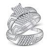 Image 1 : His Hers Diamond Cluster Matching Wedding Set 3/4 Cttw 10kt White Gold