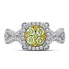 Image 2 : Yellow Diamond Cluster Ring 7/8 Cttw 14kt White Gold