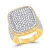 Image 1 : Mens Diamond Pillow Cluster Ring 5 Cttw 14kt Yellow Gold