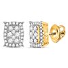 Image 1 : Diamond Rectangle Cluster Earrings 1/4 Cttw 14kt Yellow Gold