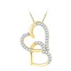 Image 1 : Diamond Linked Double Heart Pendant 1/10 Cttw 10kt Yellow Gold