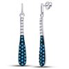 Image 1 : Blue Color Enhanced Diamond Teardrop Dangle Earrings 3/4 Cttw 10kt White Gold