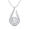 Image 1 : Diamond Moving Teardrop Solitaire Pendant 1/10 Cttw 10kt White Gold