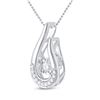 Image 2 : Diamond Moving Teardrop Solitaire Pendant 1/10 Cttw 10kt White Gold