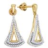 Image 1 : Diamond Dangle Earrings 1/4 Cttw 10kt Yellow Gold