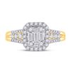 Image 2 : Baguette Diamond Square Cluster Ring 3/4 Cttw 14kt Yellow Gold