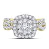 Image 2 : Diamond Halo Bridal Wedding Ring Band Set 1 Cttw 14kt Yellow Gold