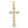 Image 2 : Baguette Diamond Cross Pendant 1/2 Cttw 10kt Yellow Gold