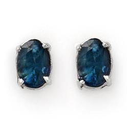 ACA CERTIFIED 3.00ctw SAPPHIRE STUD EARRINGS WHITE GOLD