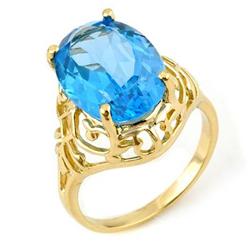 FAMOUS 8.0ct ACA CERTIFIED BLUE TOPAZ RING YELLOW GOLD