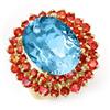 Image 1 : RING 14.25ctw ACA CERTIFIED RED SAPPHIRE & BLUE TOPAZ