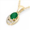 Image 1 : 1.25 ctw Emerald & Micro Pave VS/SI Diamond Necklace 10k Yellow Gold - REF-18W4H