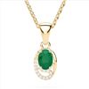 Image 2 : 1.25 ctw Emerald & Micro Pave VS/SI Diamond Necklace 10k Yellow Gold - REF-18W4H