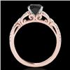 Image 2 : 1.35 ctw Certified VS Black Diamond Solitaire Ring 10k Rose Gold - REF-53M2G