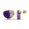 Image 2 : 2.50 ctw Amethyst & Micro Pave VS/SI Diamond Earrings 10k Yellow Gold - REF-22K5Y