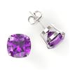 Image 2 : 12 ctw Cushion Cut Amethyst Designer Stud Earrings 18k White Gold - REF-39X5A