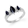 Image 1 : 1.0 ctw Blue Sapphire & Diamond Ring 18k White Gold - REF-30W2H