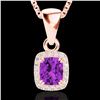 Image 2 : 1.25 ctw Amethyst & Micro Pave VS/SI Diamond Necklace 10k Rose Gold - REF-21W5H