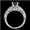 Image 2 : 1.1 ctw Certified VS Black Diamond Solitaire Antique Ring 10k White Gold - REF-43H6R